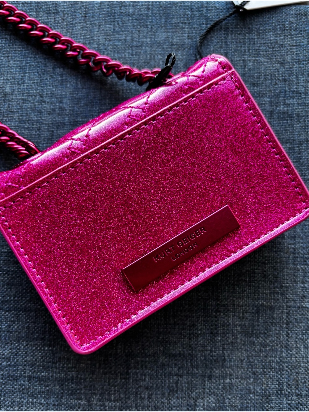 Kurt Geiger NIB NWT micro mini Kensington Pink Metallic Mini Chain Shoulder Bag - Picture 8 of 9